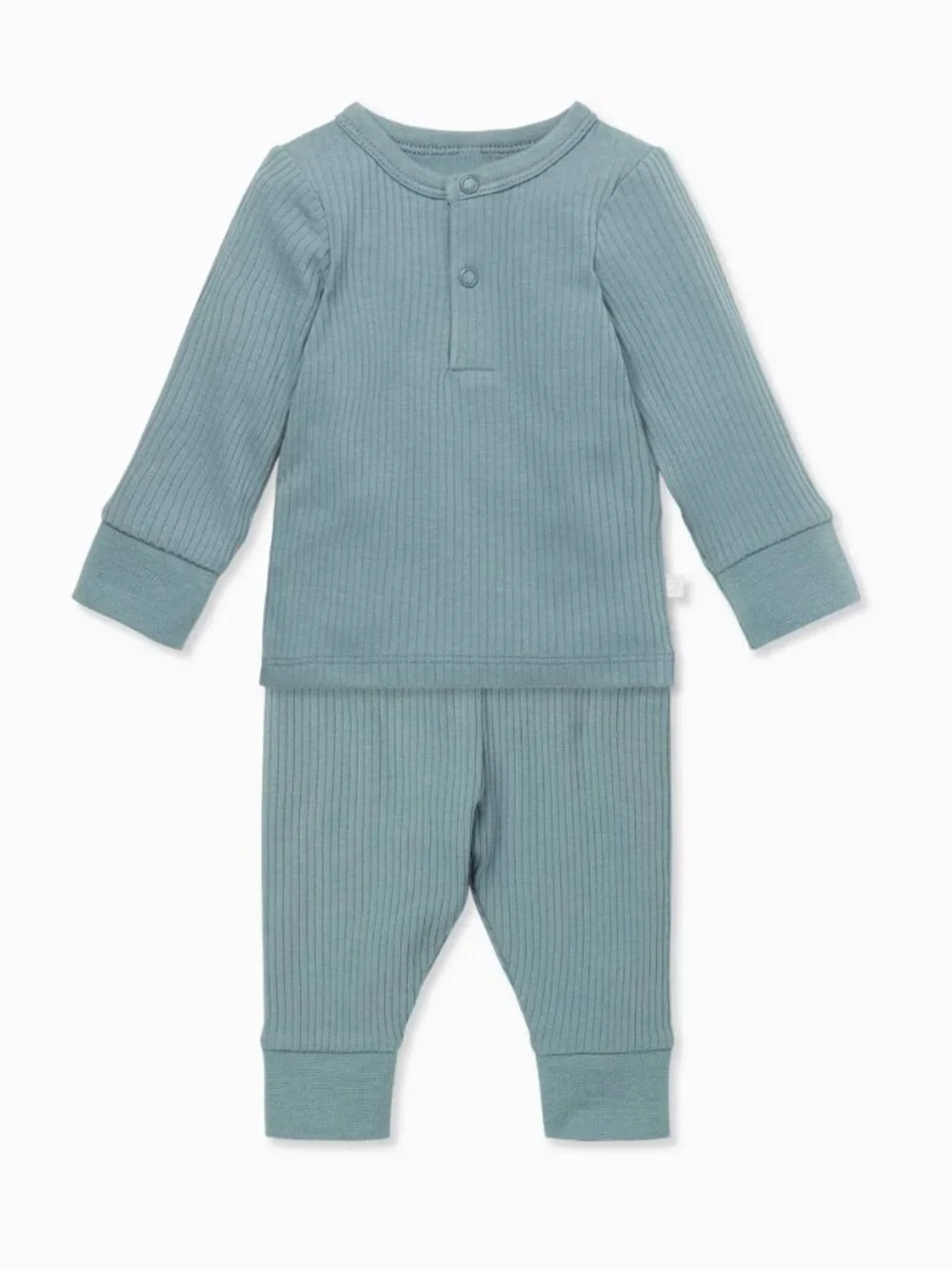 MORI Toddler Pajama Set Bundle 2-3Y Ribbed Blue Oatmeal Grey